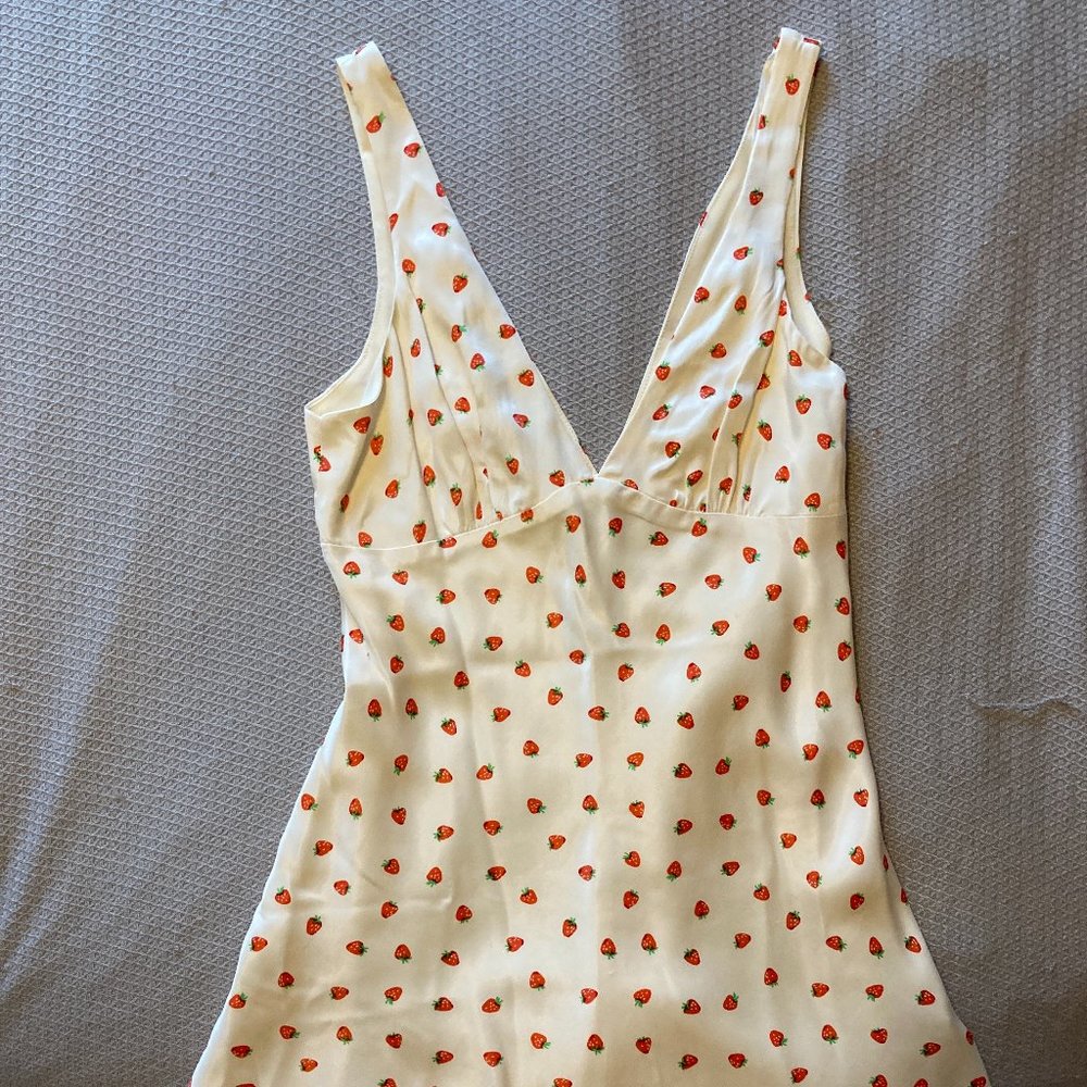 Zara Strawberry Print Satin Effect Dress